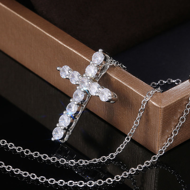 Creative Cross With Zirconia Necklace Distributor