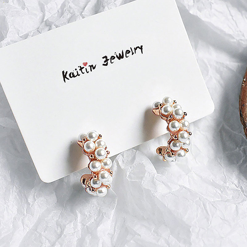 Wholesale Jewelry Style Geometric Half Round Pearl Earrings Earrings