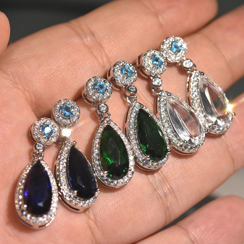 Wholesale Jewelry Delicate And Luxurious Teardrop-shaped Ladies Zircon Earrings