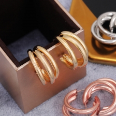 Wholesale Jewelry Fashion Metal Multi-layer Geometric Shape Earrings