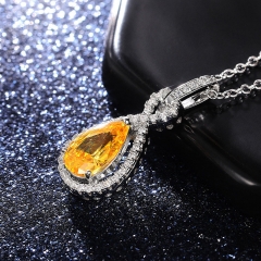 Yellow Pear-shaped Zircon Necklace With Water Drops Distributor