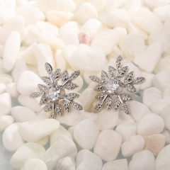 Wholesale Jewelry Sweet Snowflake Shaped Ladies Earrings Exquisite Zirconia