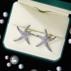 Wholesale Jewelry Sweet Full Of Diamonds Zircon Starfish Earrings Fashion Versatile Ladies Earrings