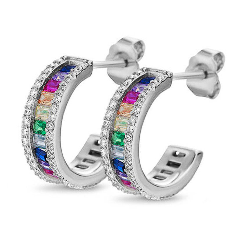 Wholesale Jewelry Exquisite Colorful Square Diamond Zircon Earrings