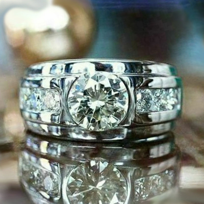 Full Diamond Set Zirconia Ring In White Gold Supplier