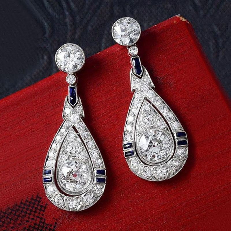 Wholesale Jewelry Selling Classical Temperament Copper Models Ladies Earrings Earrings Lattice Earrings