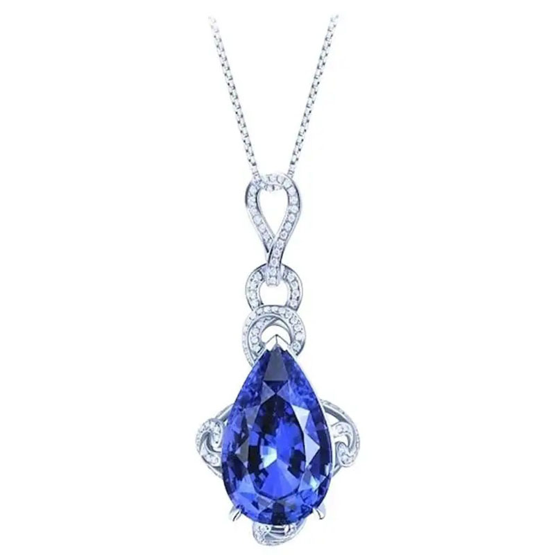 Classic Blue Zircon Necklace With Water Drops Distributor
