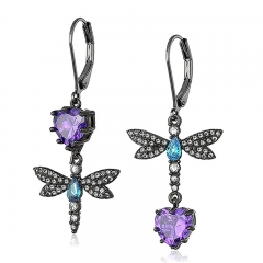 Wholesale Jewelry Creative Dragonfly Love Earrings Fashion Trend Zirconia Earrings