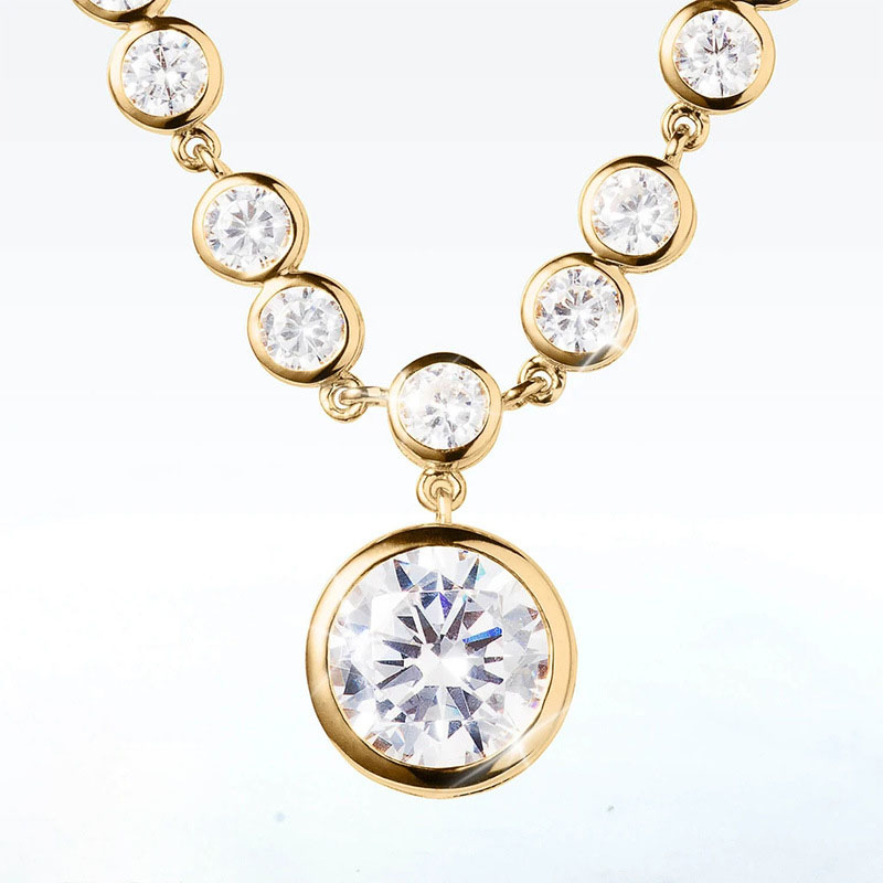 Wholesale Jewelry Temperament Round Diamond Zircon Clavicle Chain Crystal With Diamond Necklace