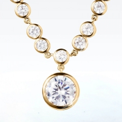 Wholesale Jewelry Temperament Round Diamond Zircon Clavicle Chain Crystal With Diamond Necklace