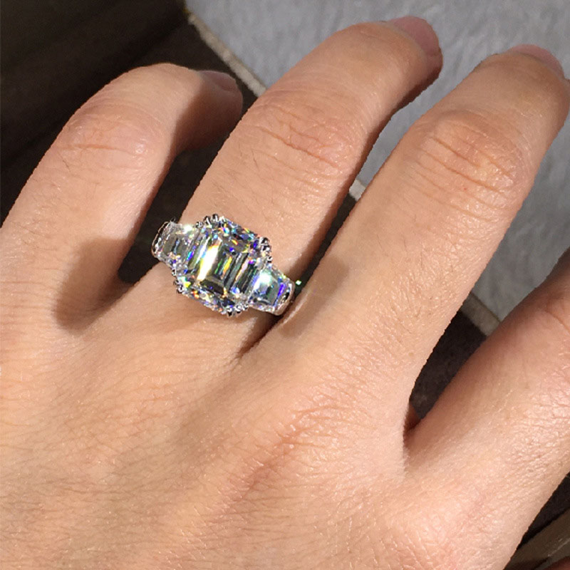 Wholesale Jewelry Geometric Square Diamond Ring Zirconia Engagement