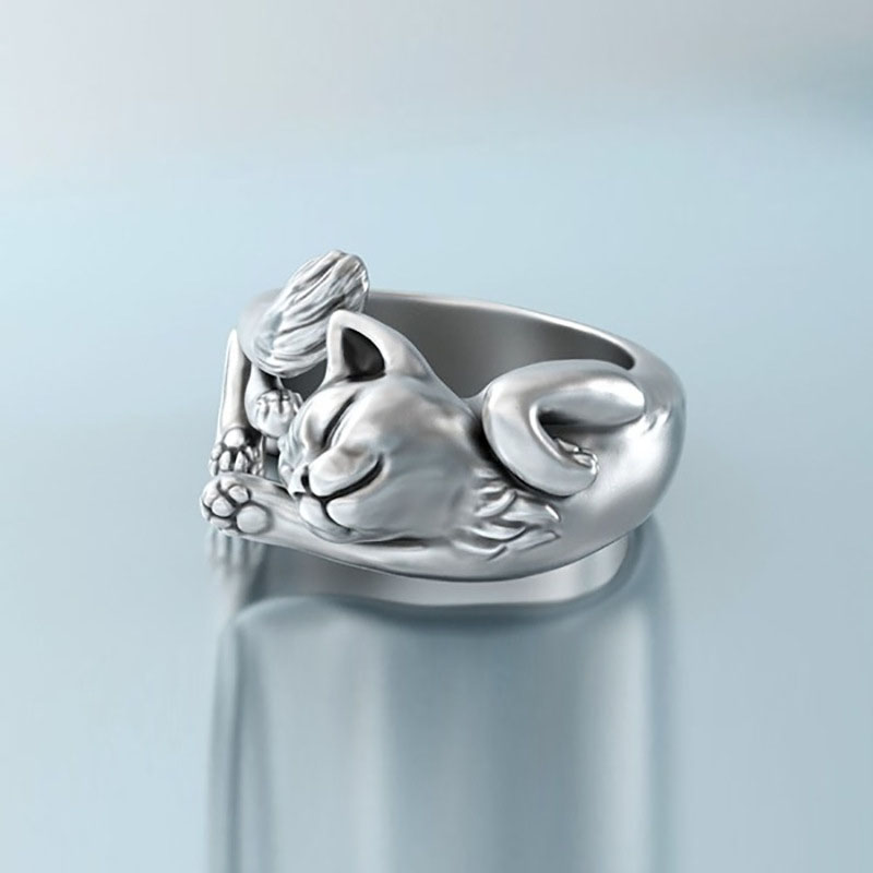 Exquisite Copper Silver Plated Kitty Ring Distributor