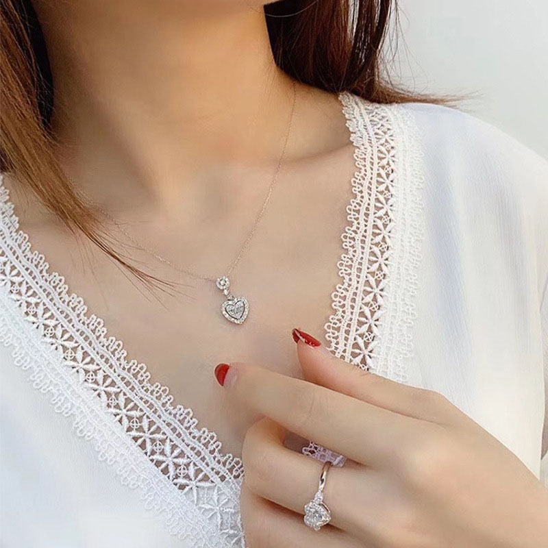 T Square Icing Heart Shaped Collarbone Chain Necklace Supplier