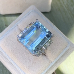 Wholesale Jewelry Luxury Oversized Blue Zircon Engagement Ring