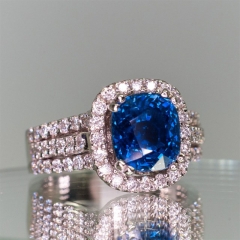 Wholesale Jewelry Brass Set Blue Zircon Ring