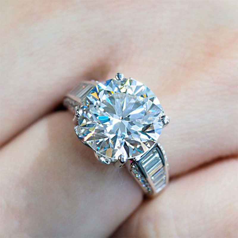 Wholesale Jewelry Four Claw Simulation Full Diamond Zircon Wedding Ring