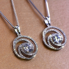 Wholesale Jewelry Full Diamond Circle Spirit Necklace Transit Heart Beating
