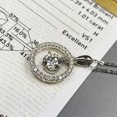 Wholesale Jewelry Fashion Round Zircon Circle Pendant Necklace