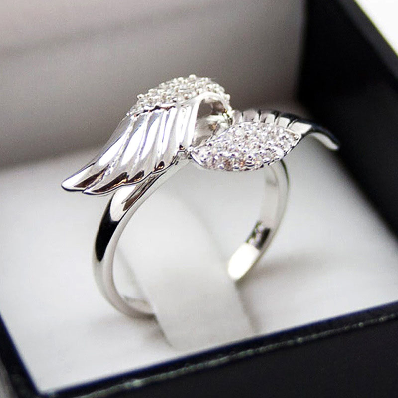 Wholesale Jewelry Creative Angel Wings Zircon Ring
