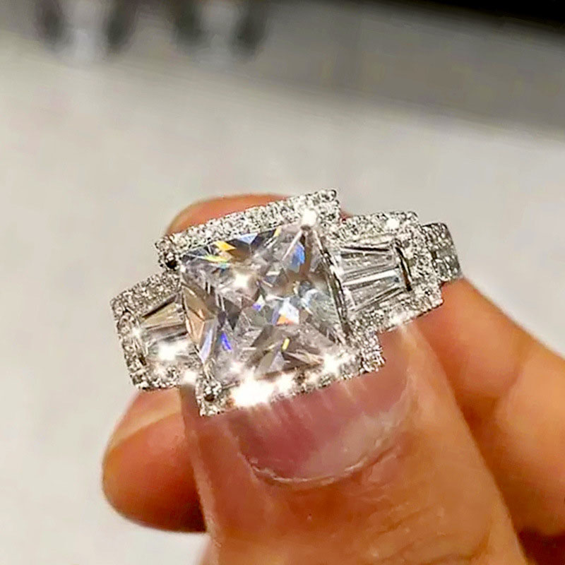 Wholesale Jewelry Full Diamond Square Zirconia Engagement Ring