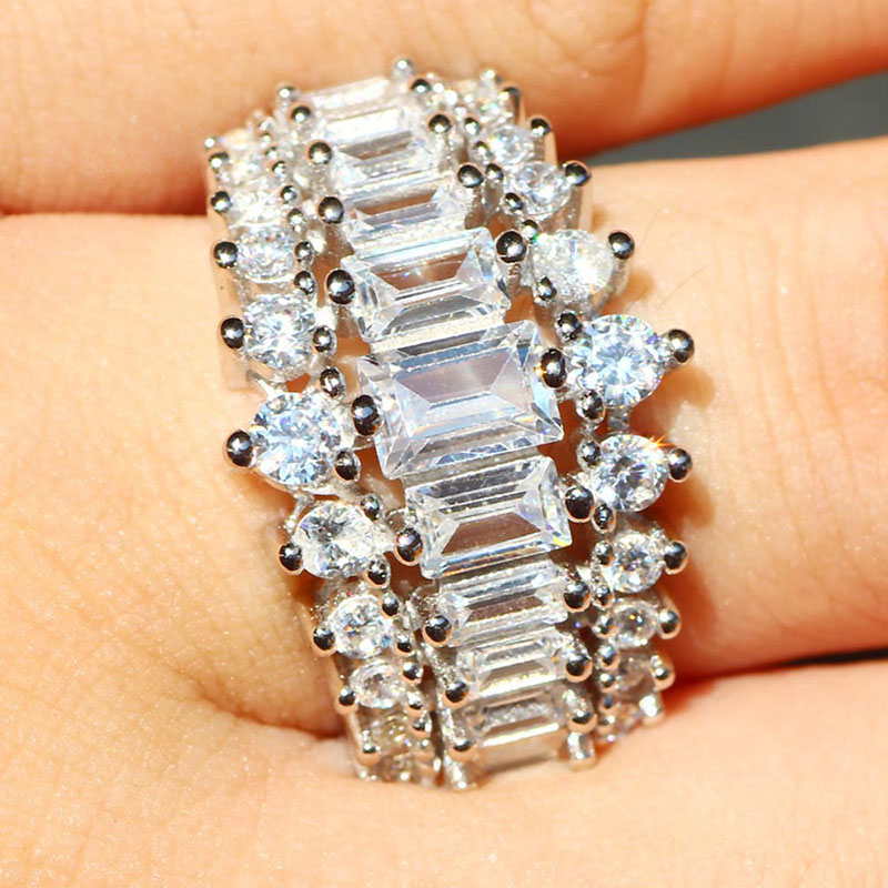 Wholesale Jewelry White Gold Plated Full Diamond Ring Fashion Wedding