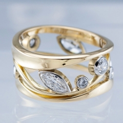 Creative Geometric Lines Intertwined With Zirconia Gold Ring Distributor