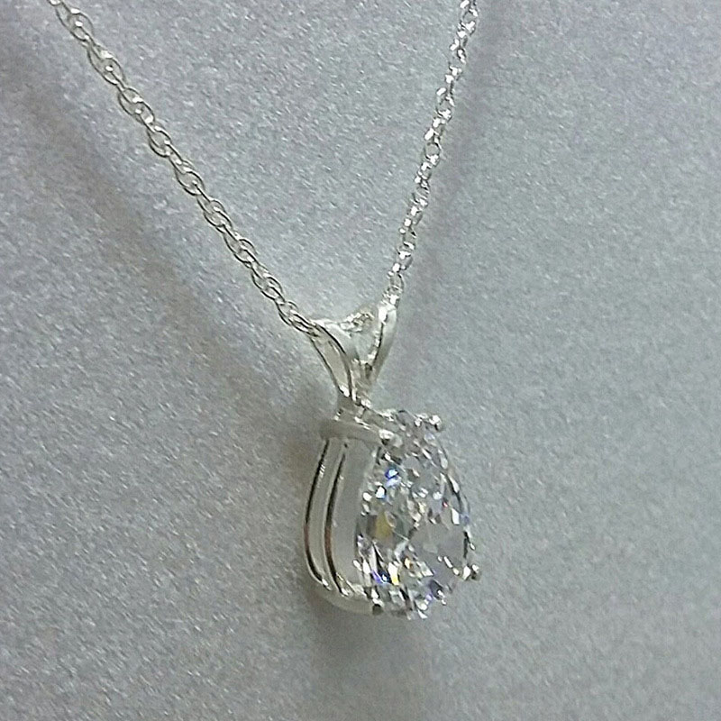 Wholesale Jewelry Diamond Set Drop Pear Shaped Zirconia Pendant Necklace