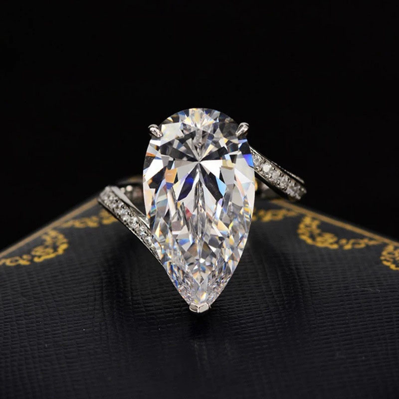 Wholesale Jewelry Pear-shaped Zircon Ring With 9*19 Pear-shaped Teardrop