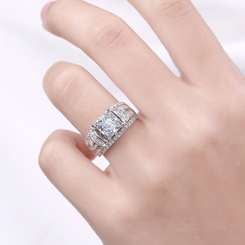 Wholesale Jewelry Dominating Square Creative Full Diamond Micro-set Finger Ring