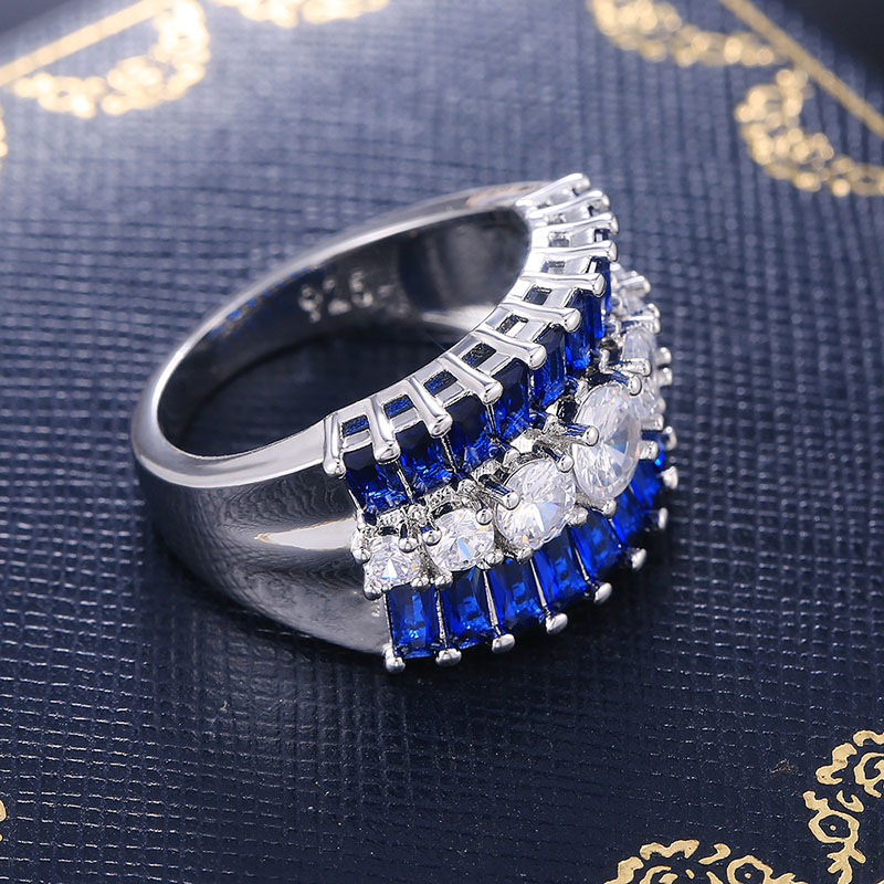 Beautiful Creative Blue Zirconia Wedding Ring Distributor