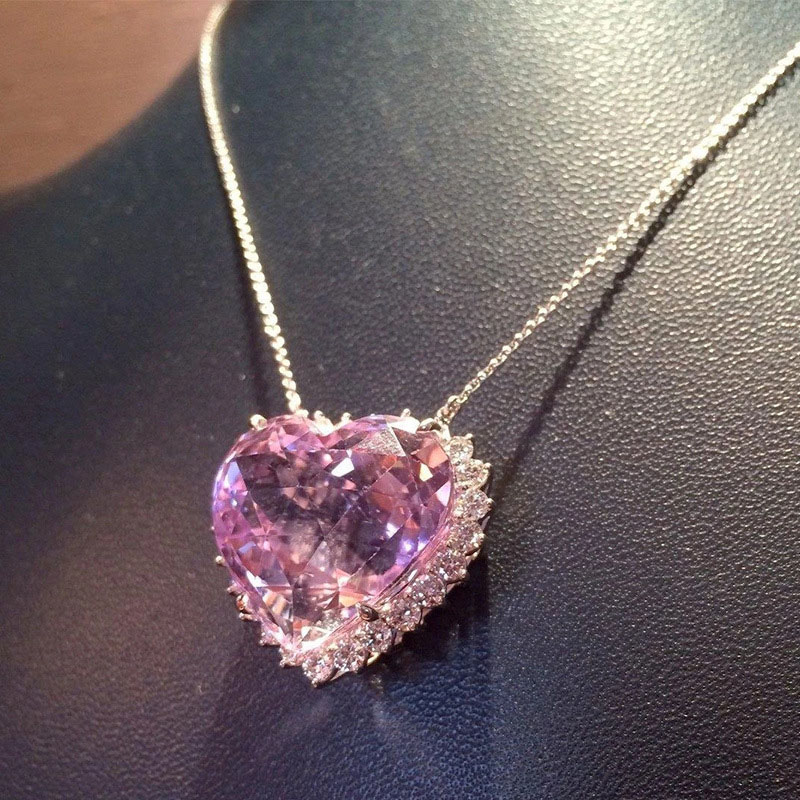 Wholesale Jewelry Pink Diamond Zircon Pendant Necklace