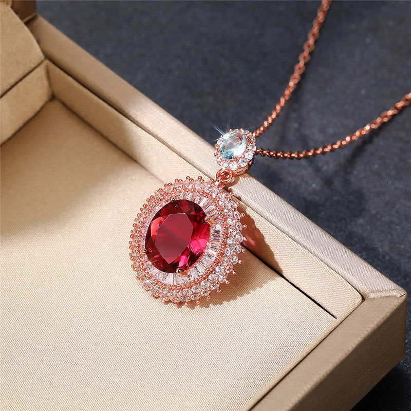 Simulated Ruby Fashion Fancy Gemstone Pendant Necklace Supplier