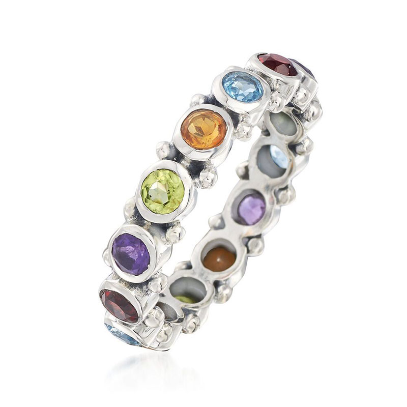 Wholesale Jewelry Exquisite Single Row Colorful Zirconia Ring