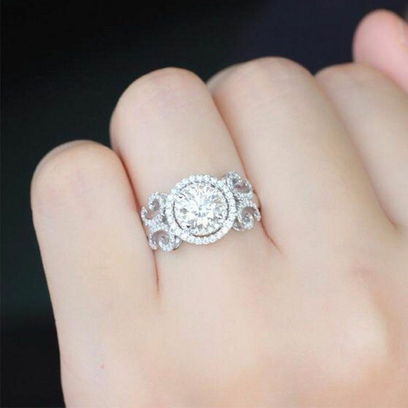 Wholesale Jewelry Micro-set Full Diamond Ring Wedding Engagement Zircon