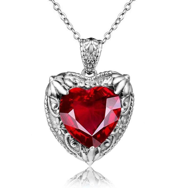 Wholesale Jewelry Ocean Heart Heart Necklace Vintage Red Sweater Chain