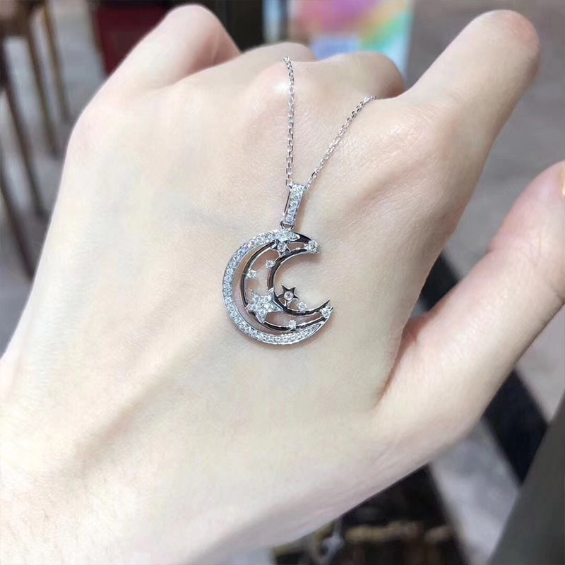 Wholesale Jewelry Simple Star And Moon Collarbone Necklace