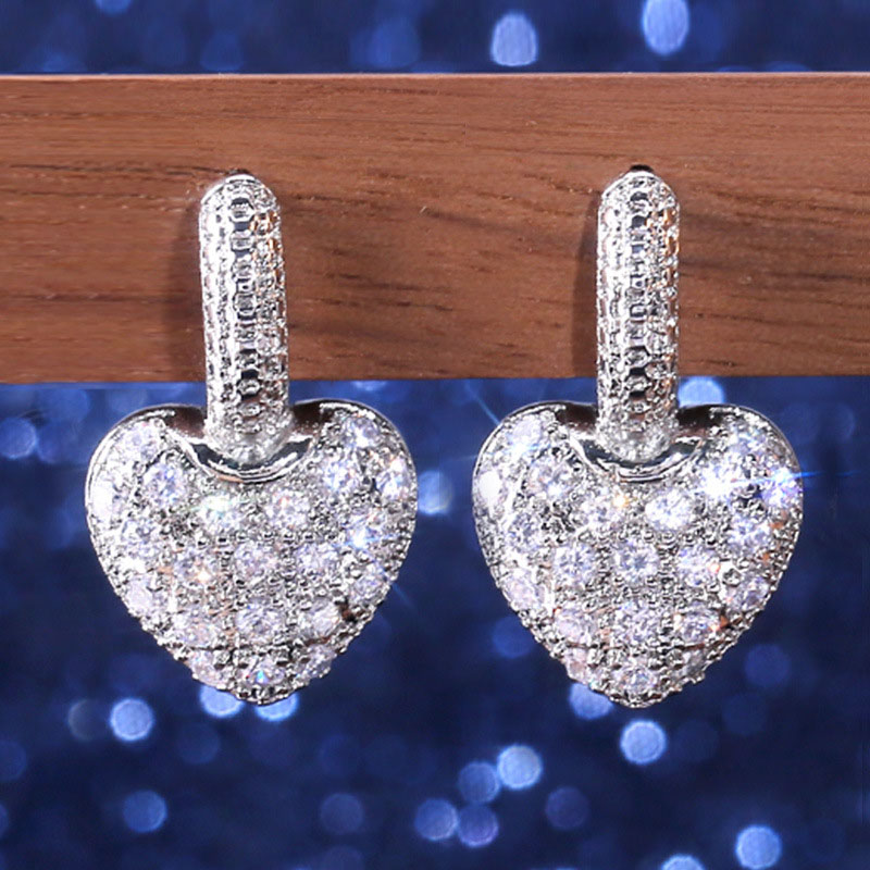 Zirconia Diamond Peach Heart Earrings Supplier