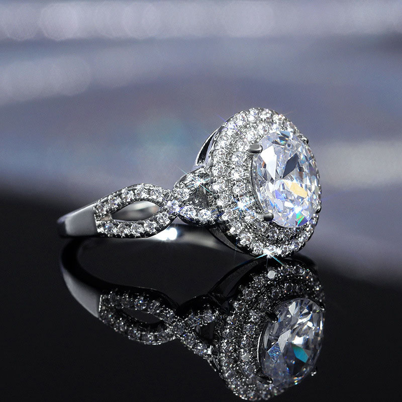 Copper And White Gold Plated Zirconia Ring Distributor