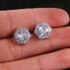 Crystal White Zirconia Hexagonal Vintage Double Earrings Supplier