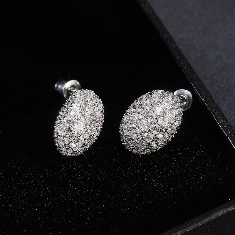 Fashionable Hollow Oval Diamond Zirconia Copper Stud Earrings Supplier
