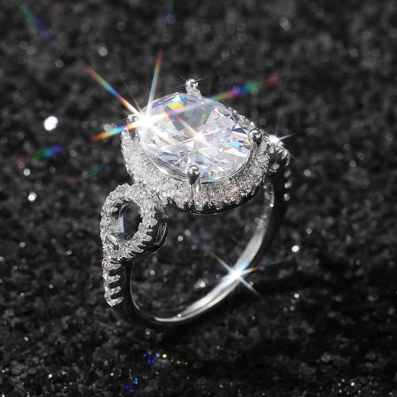 Sparkling Diamond Oval Zircon Full Set Ring Distributor