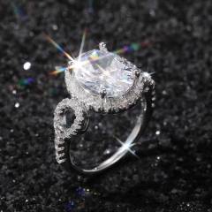 Sparkling Diamond Oval Zircon Full Set Ring Distributor