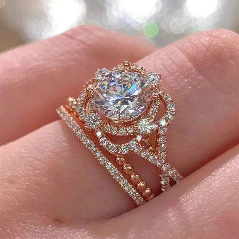 Wholesale Jewelry Rose Gold Plated Flower Ring