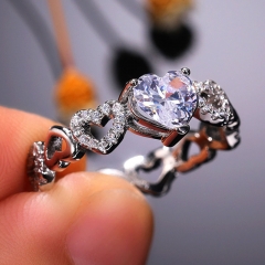 Simple Fashion Heart To Heart Zircon Ring Distributor