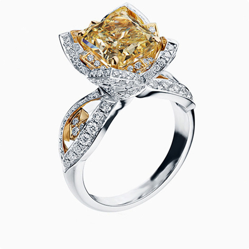 Fashion Two-color Engagement Alloy Micro-set Rhinestone Ring Distributor