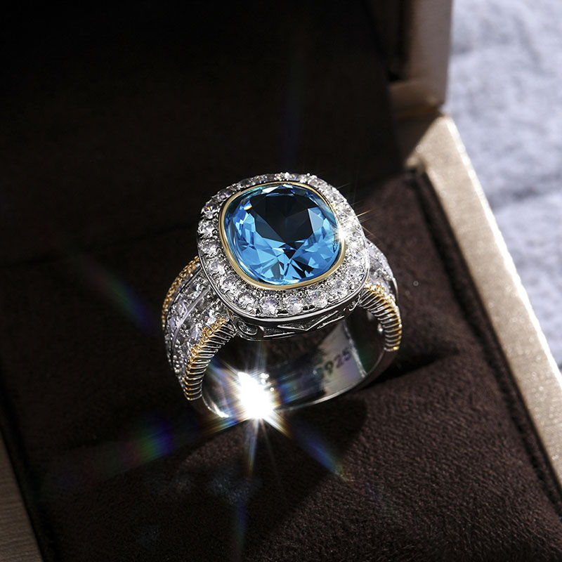 Luxury Split Color Zircon Stone Gemstone Wedding Ring Distributor