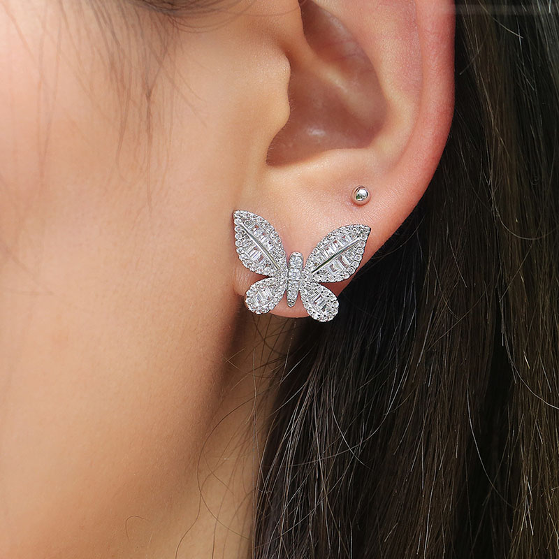 Fashionable Butterfly Stud Earrings With Diamond Temperament Supplier