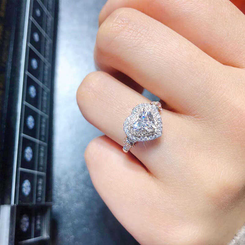 Simple And Elegant Heart-shaped Zirconium Ring With Copper And White Gold Plating Distributor