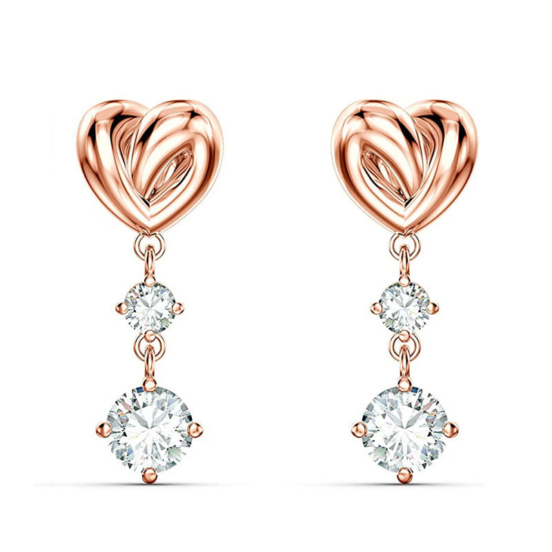 Wholesale Love Twist Earrings With Heart-shaped Pierced Earrings