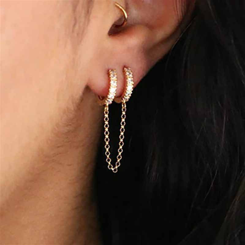 Exquisite Fashionable Long Chain Earrings With Copper And Zirconia Manufacturer